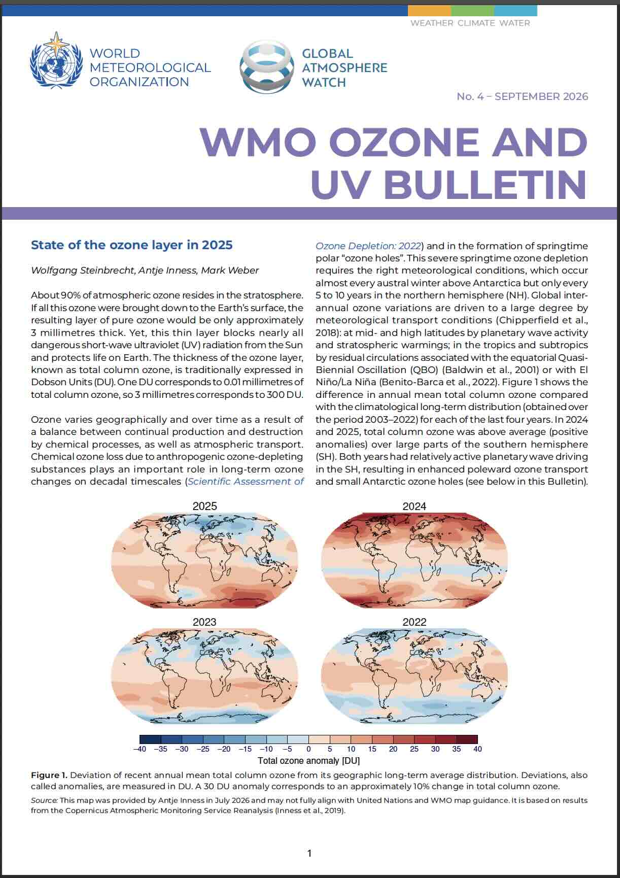 WMO Ozone and UV Bulletin 2026